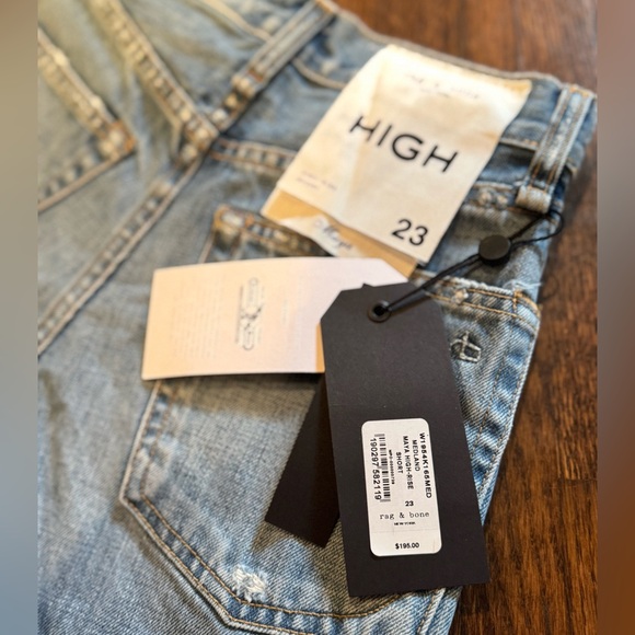 rag & bone Maya Blue Jean Shorts Zipper High-Waisted Frayed Hem Size 23 XS - Picture 10 of 10